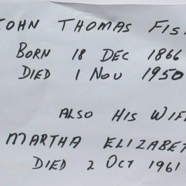 FISK John Thomas 1866-1950 &amp; Martha Elizabeth -1961 