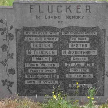 FLUCKER Hester M. nee VILJOEN -1962 :: BEZUIDENHOUT Hester M. 1878-1905
