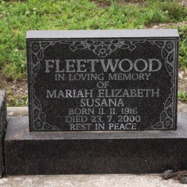 FLEETWOOD Mariah Elizabeth Susana 1916-2000