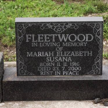 FLEETWOOD Mariah Elizabeth Susana 1916-2000