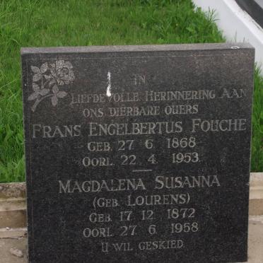 FOUCHE Frans Engelbertus 1868-1953 &amp; Magdalena Susanna LOURENS 1872-1958