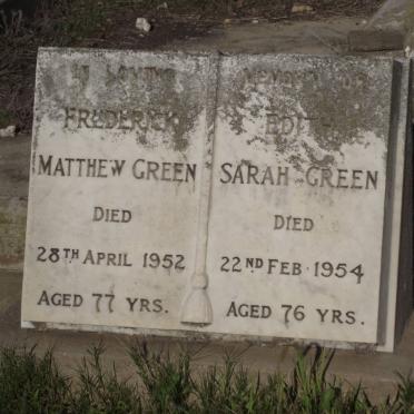 GREEN Frederick Matthew -1952 &amp; Edith Sarah -1954