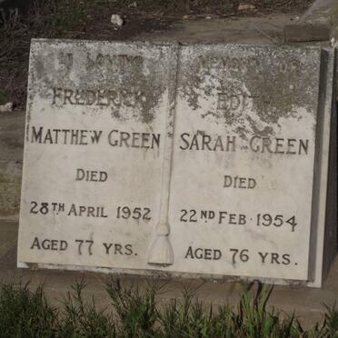 GREEN Frederick Matthew -1952 &amp; Edith Sarah -1954