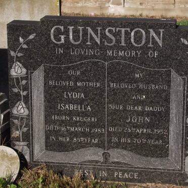 GUNSTON Lydia Isabella KRUGER -1983 &amp; John -1952