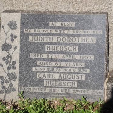 HUEBSCH Judith Dorothea -1952 &amp; Carl August 1891-1966