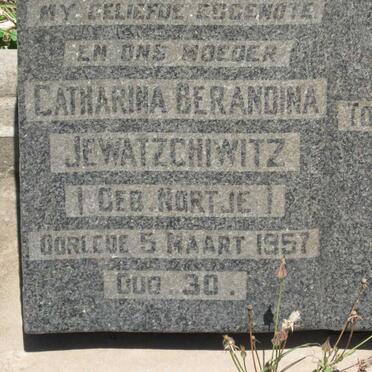 JEWATZCHIWITZ Catharina Berandina nee NORTJE -1957