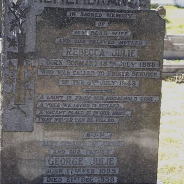 JULIE George 1885-1959 &amp; Rebecca BOSMAN 1888-1943