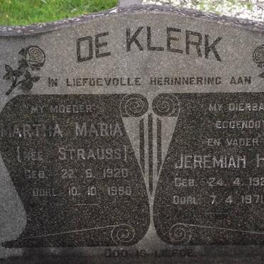 KLERK Martha Maria, de STRAUSS 1920-1998 &amp; Jeremiah Hay 1920-1971