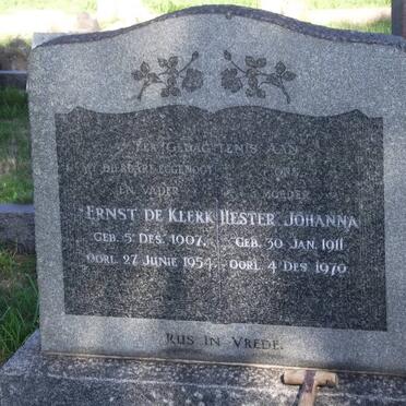 KLERK Ernest, de 1907-1954 &amp; Hester Johanna 1911-1970