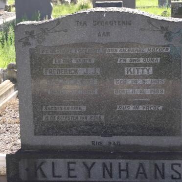 KLEINHANS Frederick J.J. 1904-1958 &amp; Kitty 1906-1959