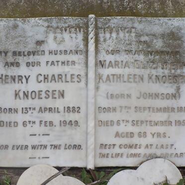 KNOESEN Henry Charles 1882-1949 &amp; Maria Elizabeth Kathleen JOHNSON 1887-1955