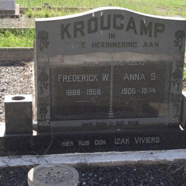 KROUCAMP Frederick W. 1888-1958 &amp; Anna S. 1905-1974 :: VIVIERS Izak