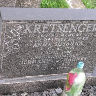 KRETSENGER Hermanus Johannes 1870-1944 &amp; Anna Susanna 1899-1988