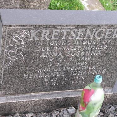 KRETSENGER Hermanus Johannes 1870-1944 &amp; Anna Susanna 1899-1988