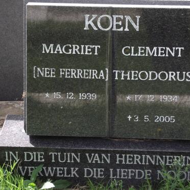 KOEN Clement Theodorus 1934-2005 &amp; Magriet FERREIRA 1939-