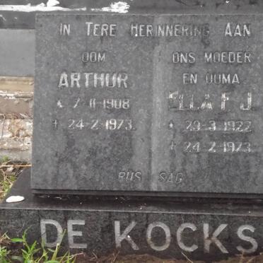 KOCKS Arthur, de 1908-1973 &amp; Ella F.J. 1922-1973