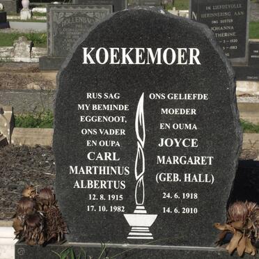 KOEKEMOER Carl Marthinus Albertus 1915-1982 &amp; Joyce Margaret HALL 1918-2010
