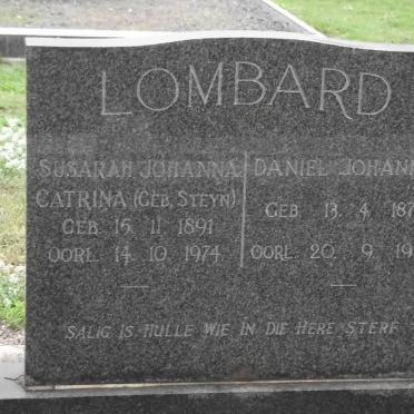 LOMBARD Daniel Johannes 1879-1970 &amp; Susarah Johanna Catrina STEYN 1891-1974