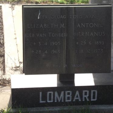 LOMBARD Antonie Hermanus 1893-1973 &amp; Elizabeth M. VAN TONDER 1905-1965