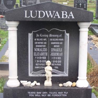 LUDWABA Zinakile Jeremiah 1925-2010 &amp; Nomalizo Elizabeth 1928-2008