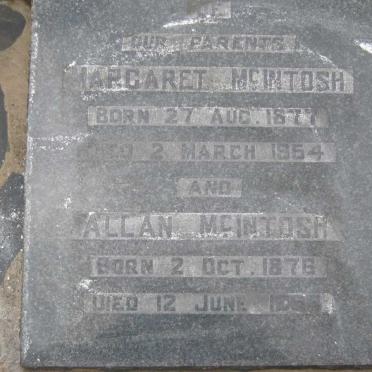 Mc INTOSH Allan 1876-1958 &amp; Margaret 1877-1954