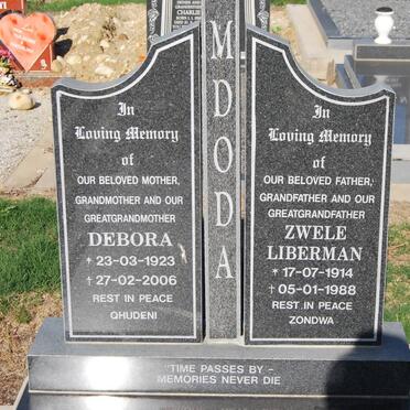MDODA Zwele Liberman 1914-1988 &amp; Debora 1923-2006