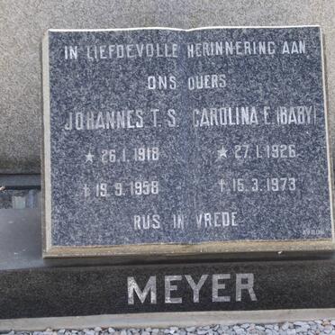 MEYER Johannes T.S. 1918-1958 &amp; Carolina E. 1926-1973