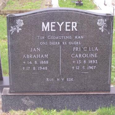 MEYER Jan Abraham 1888-1948 &amp; Priscilla Caroline 1893-1967