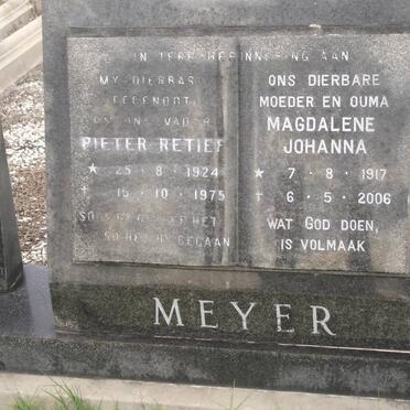 MEYER Pieter Retief 1924-1975 &amp; Magdalene Johanna 1917-2006