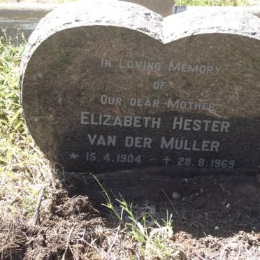 MULLER Elizabeth Hester, van der 1904-1969