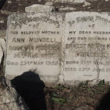 MUNDELL Ernest Henry Kew 1869-1936 &amp; Ann VAN HEERDEN 1877-1952