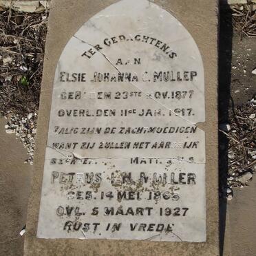 MULLER Petrus I.H. 1868-1927 &amp; Elsi Johanna C. 1877-1917  