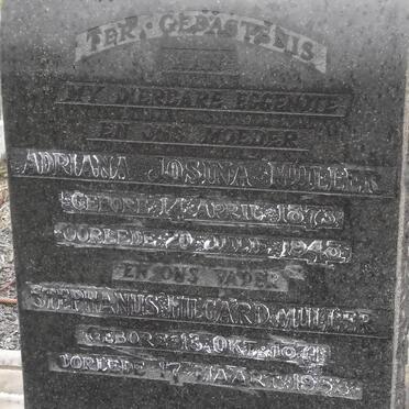 MULLER Stephanus Hilgard 1871-1953 &amp; Adriana Josina 1873-1948