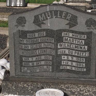 MULLER Theodorus Cornelius 1902-1959 &amp; Martha Wilhelmina DU PREEZ 1909-1985