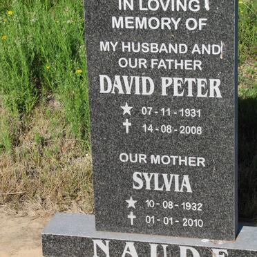 NAUDE David Peter 1931-2008 &amp; Sylvia 1932-2010