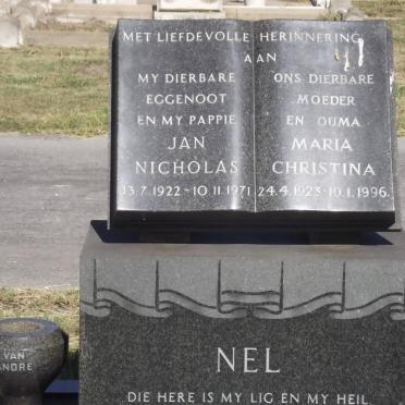 NEL Jan Nicholas 1922-1971 &amp; Maria Christina 1923-1996