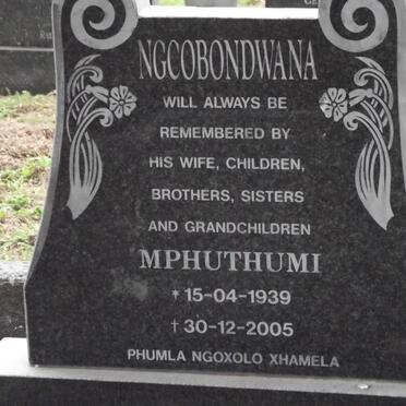 NGCOBONDWANA Mphuthumi 1939-2005