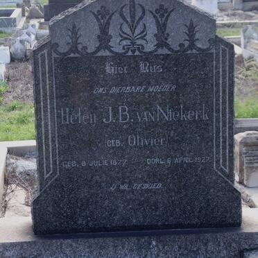 NIEKERK Helen J.B., van nee OLIVIER 1877-1927
