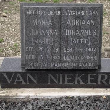 NIEKERK Adriaan Johannes, van 1907-1994 &amp; Maria Johanna 1911-1989
