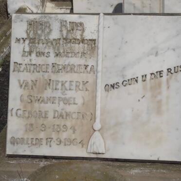 NIEKERK Beatrice Hendrieka, van formerly SWANEPOEL nee DANCER 1894-1964