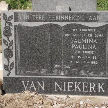 NIEKERK Salmina Paulina, van nee FOURIE 1921-1982