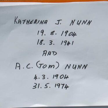 NUNN A.C. 1904-1974 &amp; Katherina J. 1904-1941