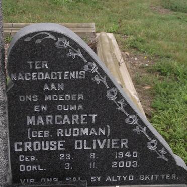 OLIVIER Margaret formerly CROUSE nee RUDMAN 1940-2003