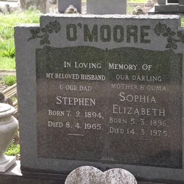 O'MOORE Stephen 1894-1965 &amp; Sophia Elizabeth 1896-1975