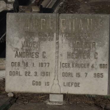 OPPERMAN Andries C. 1877-1961 &amp; Hester C. KRUGER 1880-1965