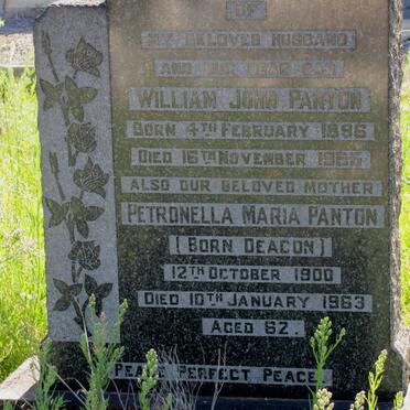 PANTON William John 1896-1955 &amp; Petronella Maria DEACON 1900-1963