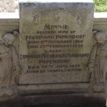 PAPENDORF Minnie 1860-1932 &amp; Edward Frederick Ferdinand -1936