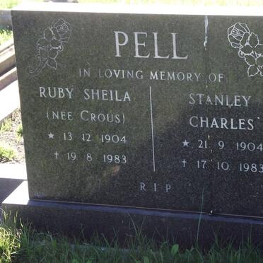 PELL Ruby Sheila CROUS 1904-1983 &amp; Stanley Charles 1904-1983