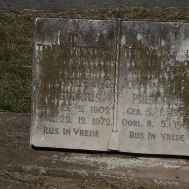PRETORIUS Johannes J.C. 1902-1972 &amp; Johanna J.P.D. 1892-1963