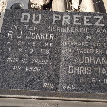 PREEZ Johan Christiaan, du -1956 :: JONKER R.J. 1915-1981